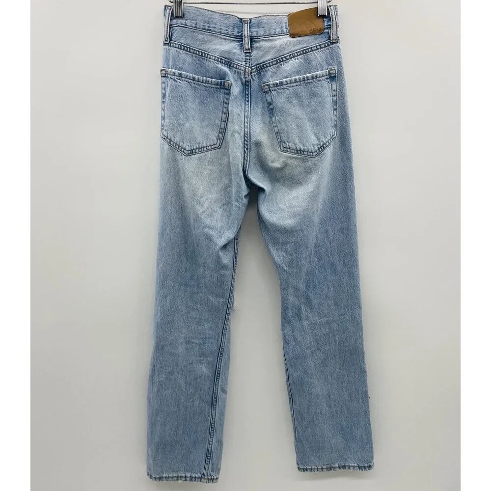 Aeropostale Womens Size 00 Regular 90s Baggy Distressed Button Fly Jeans in Blue